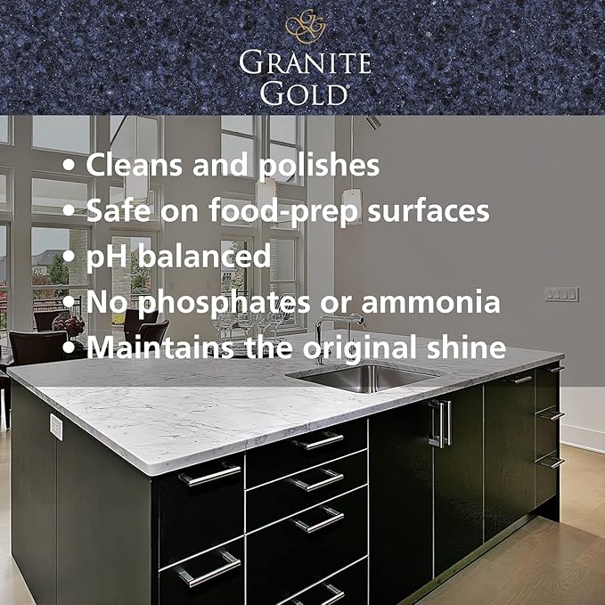 Granite Gold Quartz Clean & Shine Streak-Free Cleaner Deeps Cleans and Polishes All Quartz Surfaces Including Silestone, LG, and More, 24 Fl Oz (Pack of 1)