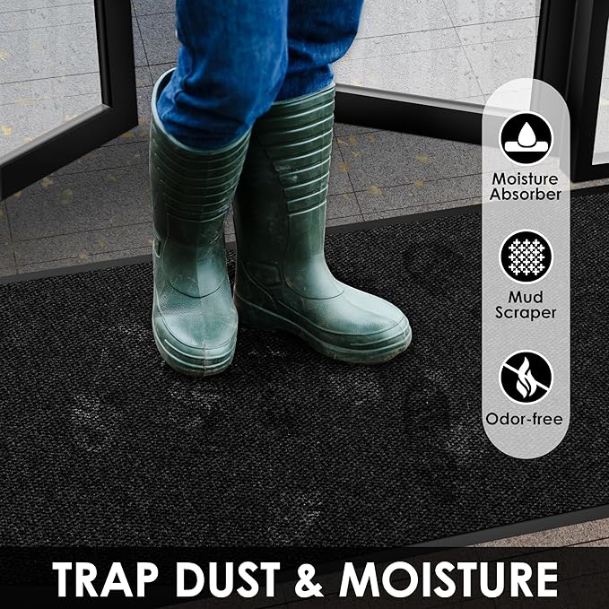 4′ x 54′ Front Door Mat Indoor Outdoor Entrance, Commercial Floor Mat Heavy Duty Dirt Trapper Entryway Doormat, Custom Size Non Slip Rubber Backing Welcome mat, Door Mat for High Traffic Area