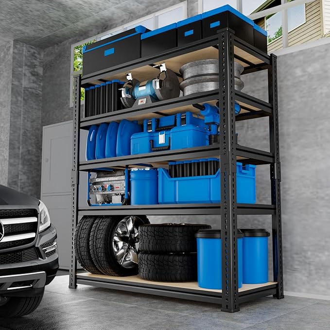 Garage Shelving, 3 PCS Storage Shelves Heavy Duty 2000 LBS Capacity, 5 Tier Adjustable Metal Organizer Wire Rack, 36" L x 18" W x 72" H Utility Shelf Unit for Kitchen Pantry