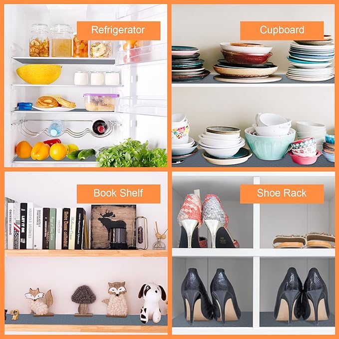Shelf Liners for Kitchen Cabinets Non Adhesive Drawer Liner EVA Material Cupboard Mat Waterproof Refrigerator Mats Washable Fridge Liner for Cupboard and Desks Shelf Liner 11.8 x 236.2 Inches