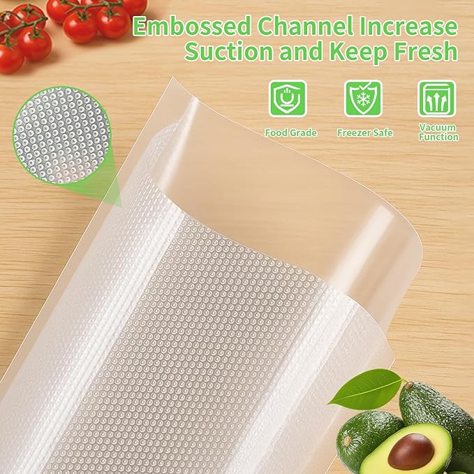 MakMeFre 100 Count Vacuum Sealer Bags 50 of Each Size 50 Pint 6"X10"and 50 Quart 8"X12"BPA Free Sous Vide Seal a Meal Commercial Grade Vaccume Seal Pre-Cut Combo Pack Bag