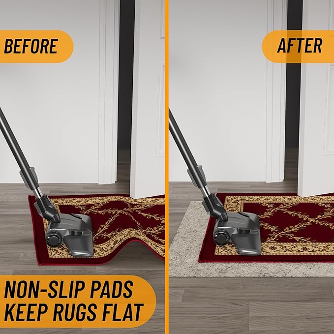 Ottomanson 7' x 7'8" Non-Slip Rug Pad Gripper 1/12 Inch Ultra Thin Dual Surface Felt + Rubber Gripper - Safe for All Floors, Cream
