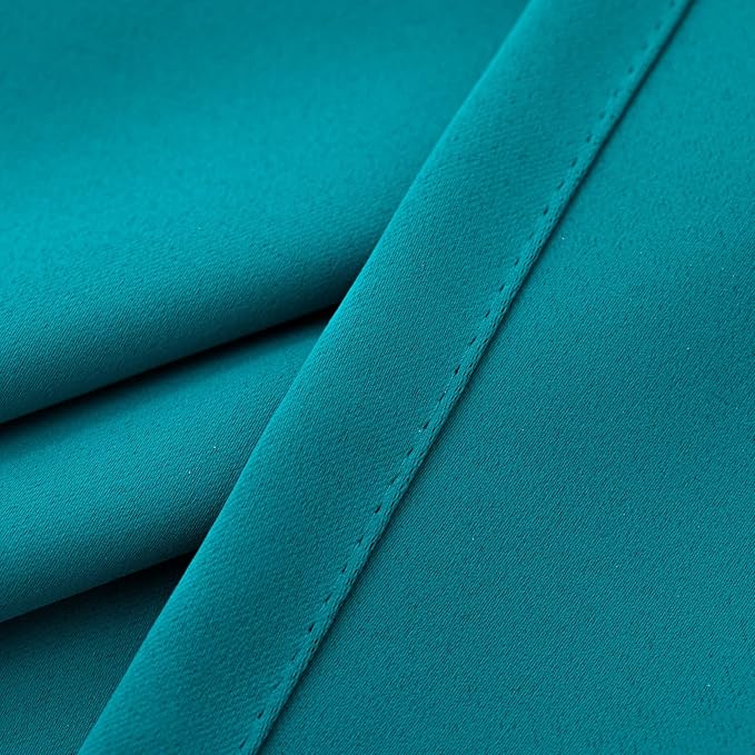 Pickluc Rod Pocket Tier Curtain - Half Blackout Curtain for Kitchen, Bathroom, Cabinet, Basement, 42 Inches Wide and 24 Inches Long, Teal, 2 Panels