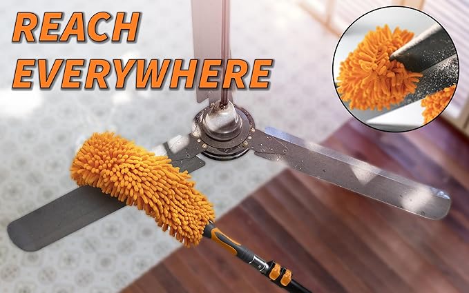 36 Foot High Reach Telescoping Duster Kit and Vinyl Siding Brushes with 5-30 ft Extension Pole // High Ceiling Cleaning and Window Washing kit // Exterior & Interior House and Gutter Cleaning Brush