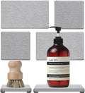 4PCS Bathroom Sink Vanity Trays, Diatomaceous Earth Quick Stone Drying Mat Kitchen Counter Dish Soap Dispenser Sponge Holder, Water Absorbing Caddy Organizer for Bottle & Cup, Light Gray