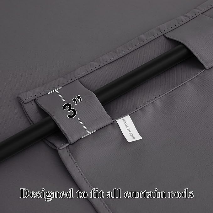 RYB HOME Blackout Curtains 80 inches Long Thermal Insulating Large Window Curtains for Living Room Sliding Glass Door Dining Home Office Backdrop, Grey, W 42 x L 80 per Panel, 2 Panels