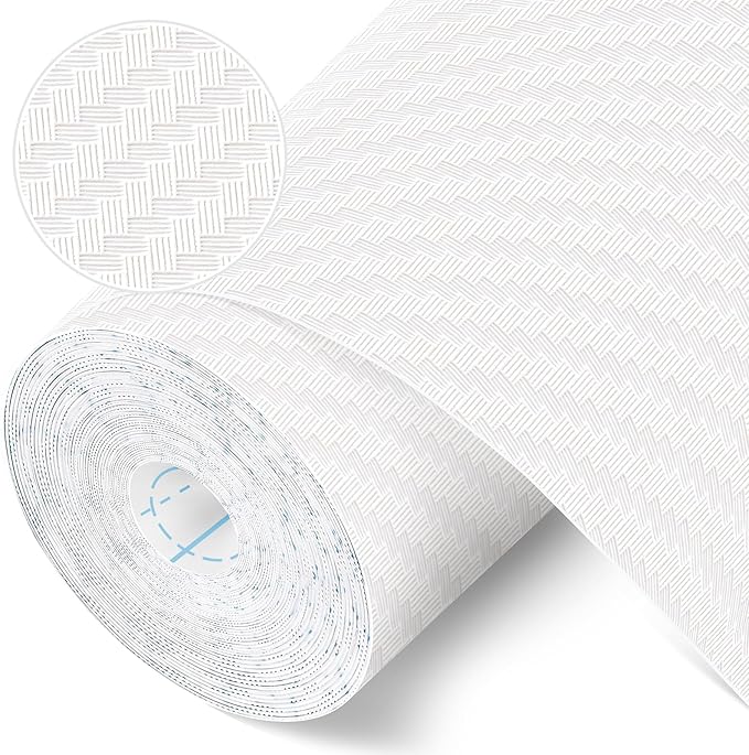 Self-Adhesive Shelf Liner Kitchen Liner, Waterproof Backed Paper Easy Peel and Stick Contact Liner Without Residue for Decor Your Desk Surface, Kitchen Countertops (White, 35.4 x 118.1 inches)