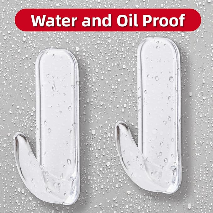 Wall Hooks for Hanging Heavy Duty, Medium 22 Self Adhesive Wall with 26 Strips no Damage, Transparent Sticky for Key, Shower,Towel, Coat, Door, Hat