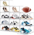 12 Pack Shoe Organizer Clear Plastic Stackable Shoe Storage Boxes with Magnetic Lid Acrylic Display Case Shoe Sneaker Rack for Closet,Fit up to US Size 12