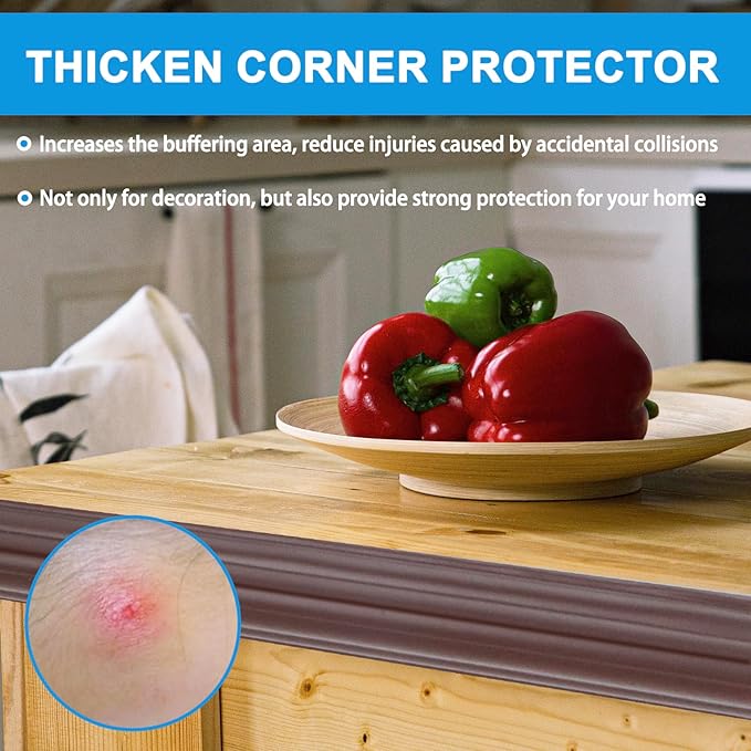 Wall Corner Protector Peel and Stick Corner Trim Molding Flexible Inside & Outside Wall Edge Guard Self Adhesive Moulding Trim for Edge Use, Brown, 0.8” W x 20’ L