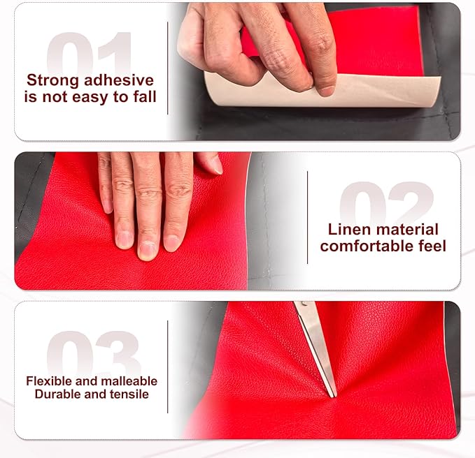 PATIKIL Leather Patches Tape for Furniture, 3.2 x 61 Inch Self Adhesive Vinyl Leather Repair Kit Cover Sheet for Couch, Sofa, Car Seats, Office Chair, Light Gray