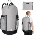 BALEINE 120L Laundry Bag Backpack, 900D Oxford Fabric Large Travel Laundry Bags with Shoulder Straps and 2 Mesh Pockets for College Dorm, Apartment, Laundromat (Gray, 120L)