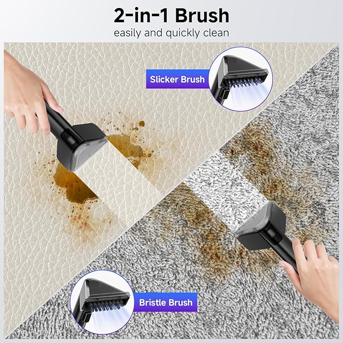 Portable Spot Cleaner Machine for Carpet and Upholstery - 18Kpa Carpet Cleaner with Dual BrushHeads, Easy Move, Cleaning Machine for Furniture, Couch, Stairs, Car and Pet Stain, Blue