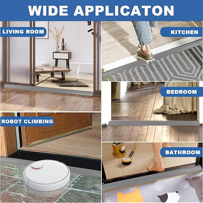 Vinyl Door Threshold Flooring Transition Strip Self Adhesive Carpet Edging Strip for Laminate Doorway Edge Threshold from 2/5" to 3/5" (Gray, 3.3 Ft)