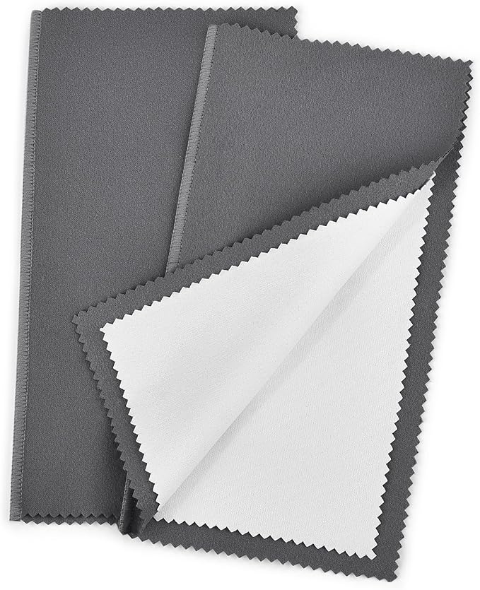 SEVENWELL Silver Polishing Cloth, Jewelry Cleaner Cloth for Sterling Silver Jewelry, Gold, Platinum, Silverware, Diamonds, Gemstones, Coins (20cm Dark Grey Silver Cloth)