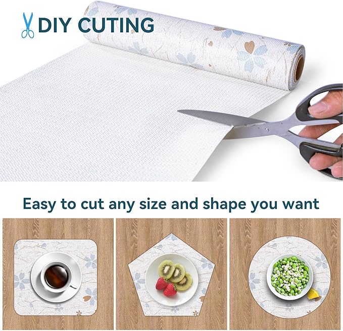 Cabinet Liners 5Rolls 18 x 96 Inch Wide Non Adhesive Kitchen Drawer Liner, Waterproof Shelf Liner Durable Anti-Slip for Kitchen Cabinets Shelf Liner Oil-Proof