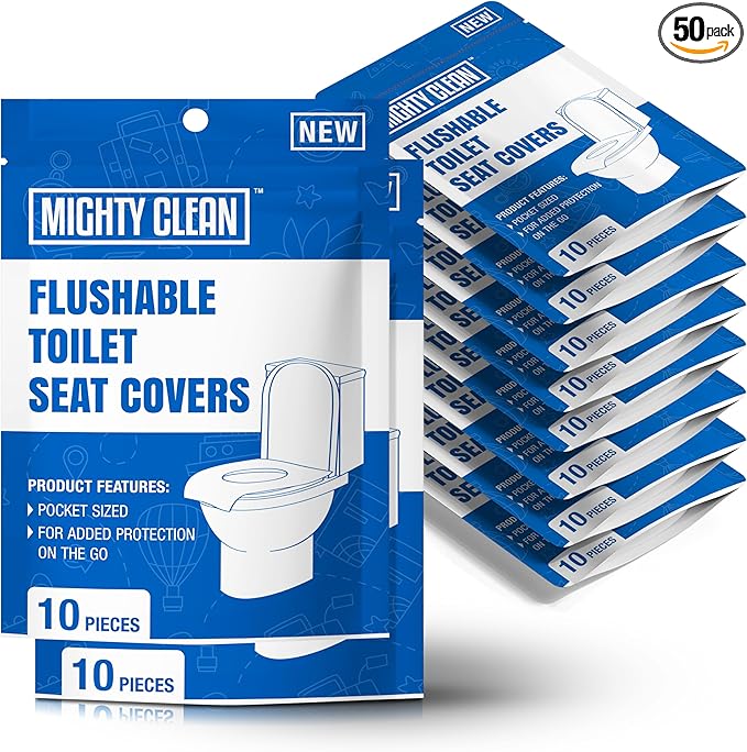 Toilet Seat Covers Flushable (100 Pack) - Upgraded XL Size| Biodegradable Paper Covers for Adults, Kids, Toddlers | Travel Essentials for Public Restroom, Airplane, Camping