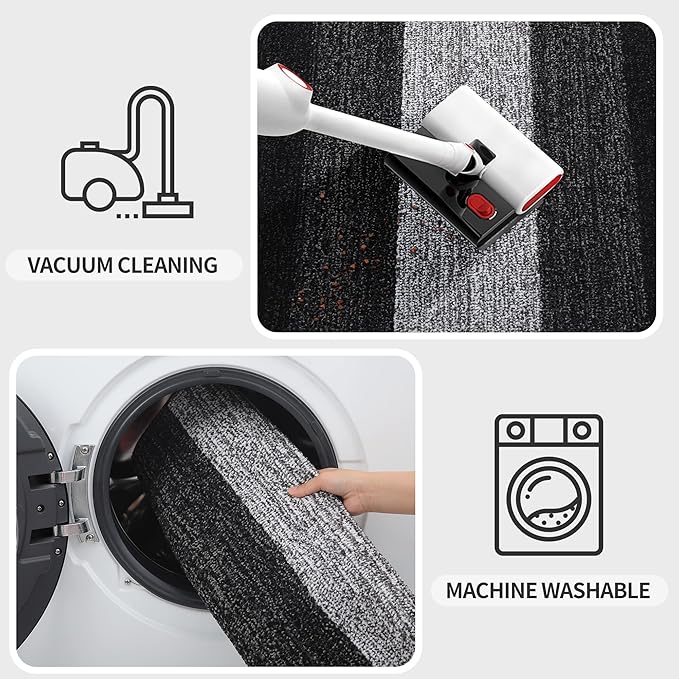 Kitinjoy Indoor Outdoor Door Mat, 36x24 Non-Slip Absorbent Dirt Trapper, Low-Profile Washable Inside Entrance Front Floor Mat, Sturdy Soft Entry Doormats for Entryway, Black