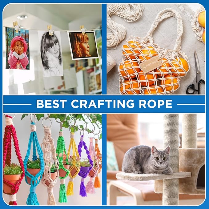 TECEUM Cotton Rope 3/16” (5 mm) – 100 FT – Strong All-Purpose Braided Rope – Natural Cotton – for Crafting, Сamping, Clothes Line, DIY, Indoor & Outdoor Use – Honey
