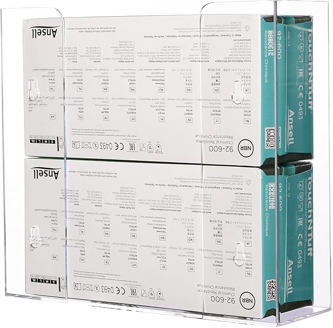 Cq acrylic Clear Wall Floating Glove Rack and Glove Box Dispenser Holder 10.2”x12.5”x3.5” Pack of 1