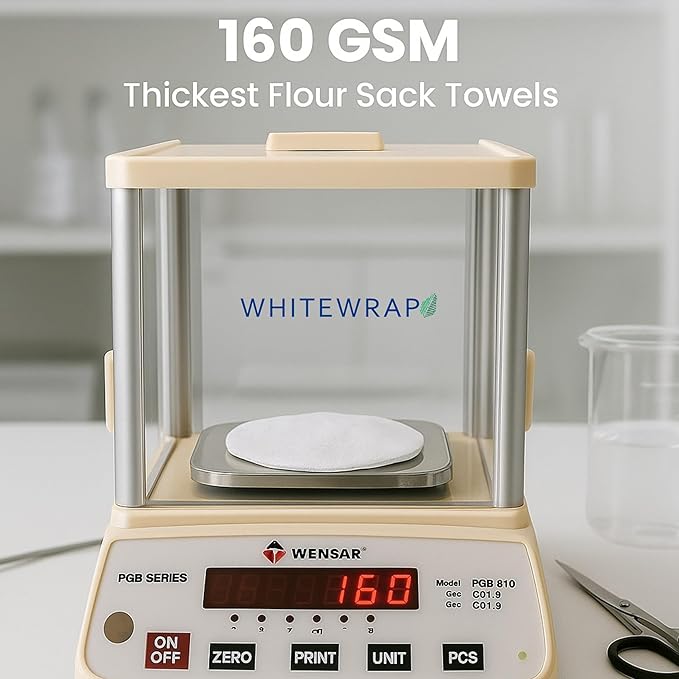 WHITEWRAP Flour Sack Towels| Tea Towel for Crafts| Kitchen Dish Cotton Blank Towel for Embroidery| Baking Bread Proofing Linen Cover| Thick Absorbent Quick Dry|12 Pack 18"x28" Natural