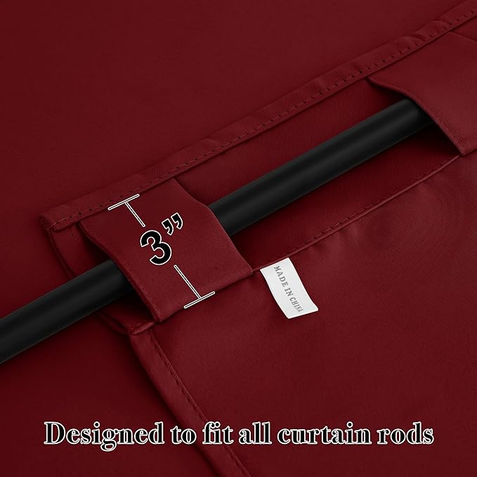 RYB HOME Small Window Curtains - Blackout Insualting Privacy Curtains for Kids Bedroom Kitchen Bathroom Basement Cafe Cabinet Tiers Drapes, 34 Width x 30 Length, 2 Panels, Burgundy Red