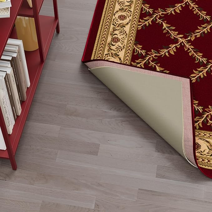 Ottomanson 7'8" x 9' Non-Slip Rug Pad Gripper 1/12 Inch Ultra Thin Dual Surface Felt + Rubber Gripper - Safe for All Floors, Cream
