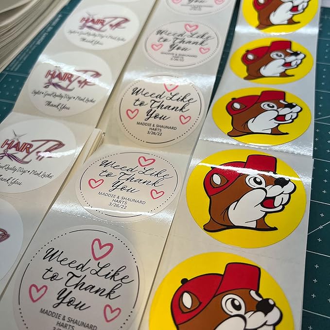 150 Custom Circle/Square BOPP Roll Labels- Personalized Stickers for Business Logo, Party, Wedding Favor, Baby Shower-Any Design Text + Image, Matte/Gloss Finish (2 Inch Square)
