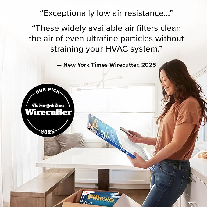 Filtrete 12x24x1 AC Furnace Air Filter, MERV 13, MPR 1900, Premium Allergen, Bacteria & Virus Filter, 3-Month Pleated 1-Inch Electrostatic Air Cleaning Filter, 6-Pack (Actual Size 11.69x23.69x0.78 in)