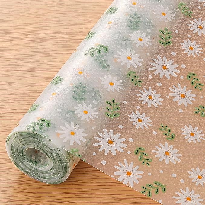 INNOLITES Shelf Liner – Cabinet & Drawer Liner Non-Adhesive – Waterproof Oil-Proof – Durable EVA with Floral for Kitchen Cabinets Refrigerator – BPA-Free, Easy to Cut 23.6" x 360"