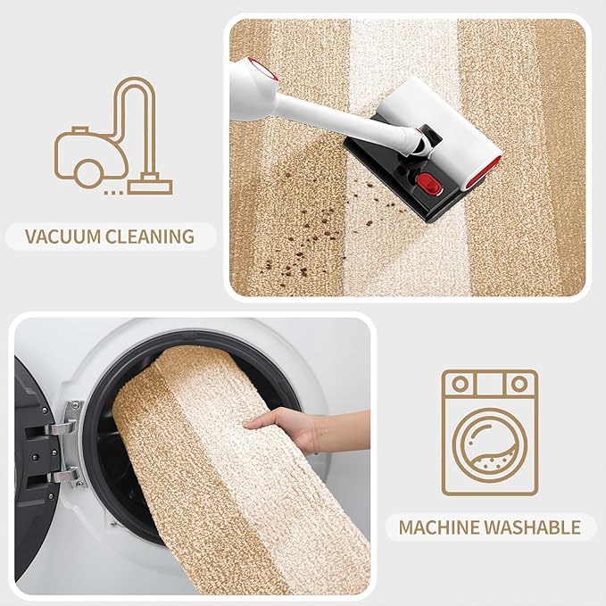Kitinjoy Indoor Outdoor Door Mat, 48x30 Non-Slip Absorbent Dirt Trapper, Low-Profile Washable Inside Entrance Front Floor Mat, Sturdy Soft Entry Doormats for Entryway, Beige