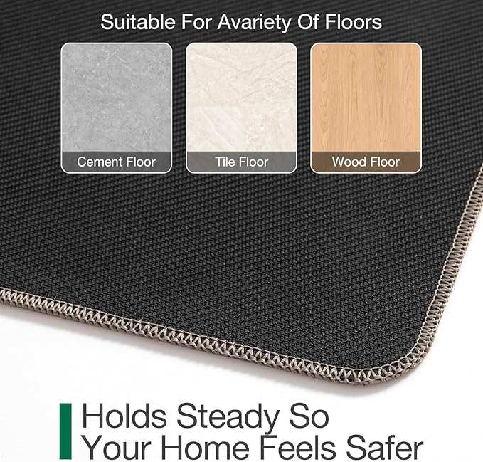 LUMI Ultra Thin Door Mat for Entryway, Low Profile Non Slip Rubber Backing Indoor Doormat, Easy Clean Welcome Entrance Mat for Inside House, Patio,Beige 32"x48"