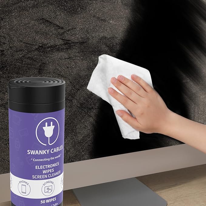 Screen Cleaner Wipes: Electronic Wipes for Screens - Computer Screen Wipes for Lens, Phone, Tv Screen and Monitor Cleaning - Tech Wipes & Microfiber Cloth (Canister, 200 Count)