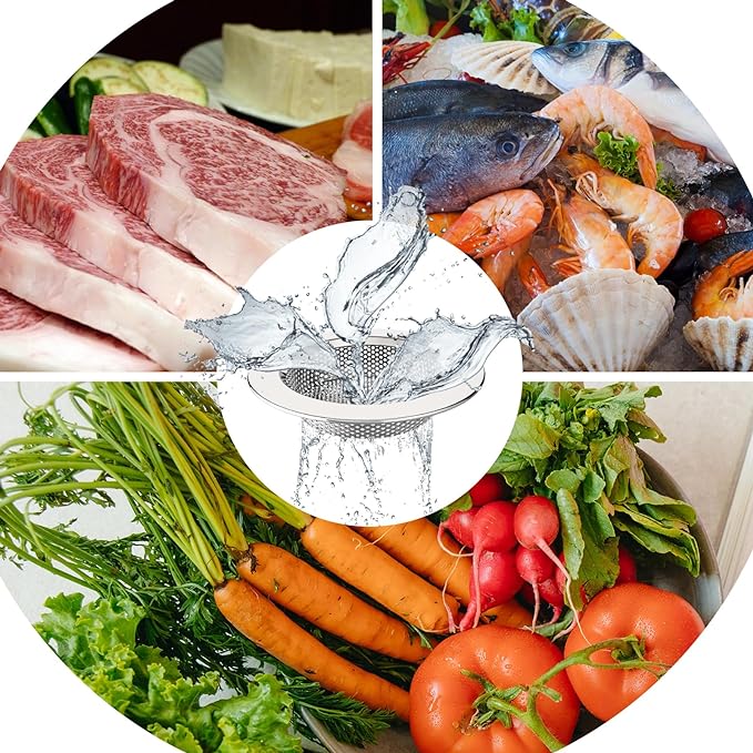 MR.SIGA Kitchen Sink Strainer, Stainless Steel Sink Drain Strainer, Dishwasher Safe, Outer Diameter 4.4 inch/11.2cm, Inner Diameter 3 inch/7.6cm, Pack of 3
