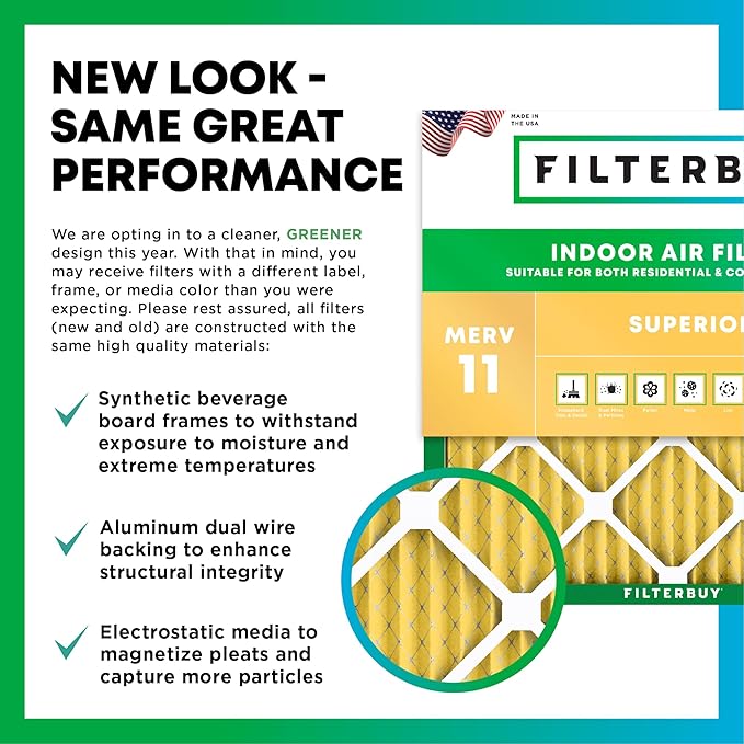 Filterbuy 8x24x1 Air Filter MERV 11 (MPR 1200) Allergen Defense Replacement (4-Pack), Electrostatic Pleated HVAC AC Furnace Filters, Made in USA (Actual Size: 8.00 x 24.00 x 0.75)