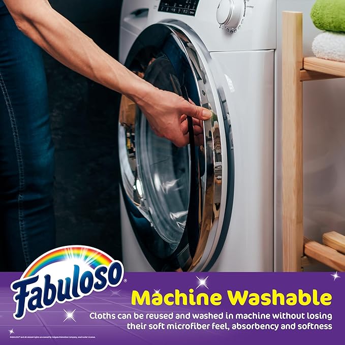 Fabuloso Microfiber Cleaning Cloths, Rainbow - Lint-Free, Scratch-Free Cleaning Cloths for Surfaces and Wood Furniture - Dustless Cloth for Bold and Bright Cleaning Experience, 12 Count