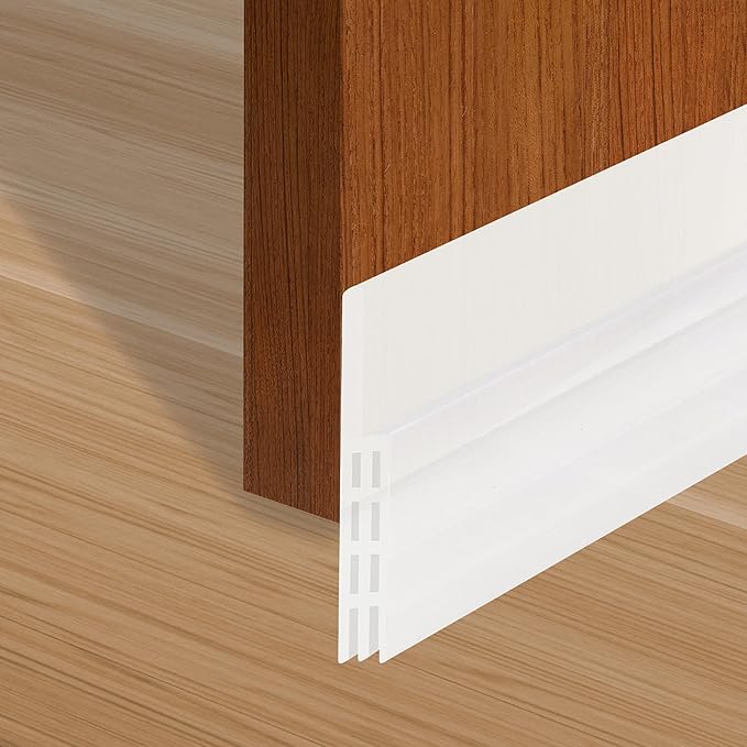 Adhesive Backed Door Draft Stopper – Silicone Under Door Sweep for Interior & Exterior Doors, Noise & Air Insulation, Self Stick Weather Stripping Door Seal, 2" W x 39" L (Clear) by Randall Mfg