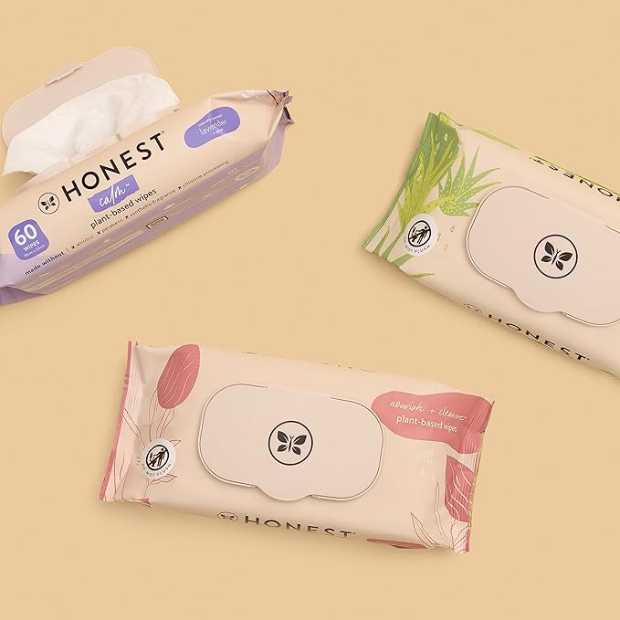 The Honest Company Calm and Cleanse Naturally Scented Wipes Cleansing Multi-Tasking Wipes 99% Water Plant Based Hypoallergenic Lavender 240 Count