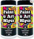 Paint and Art Wipes, Heavy-Duty Cleaner for Paint, Epoxy, Glue, Latex & Acrylic Stains, 2 Pack (50 Wipes Each), Safe for Hands, Brushes, Plastic, Metal, Wood & Floors