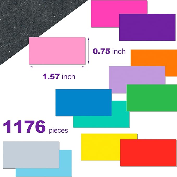 YSHIHE Colored Label Stickers,Rectangular Color Coding Stickers 1.57 x 0.75 Inch (40mm x 19mm),12 Assorted Colors for Inventory Organize, File Classification - 1176 Pack