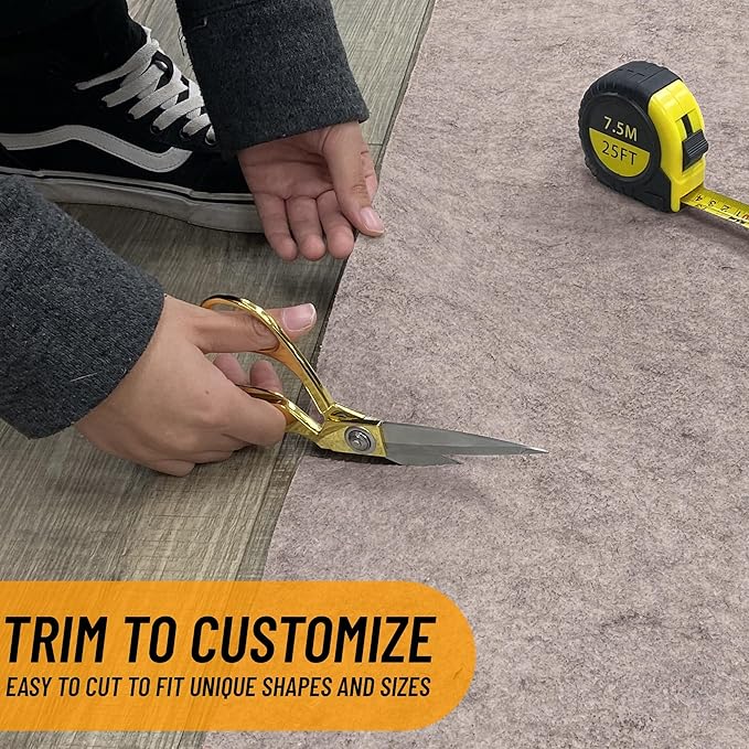 Ottomanson 8' x 8' Non-Slip Rug Pad Gripper 1/4 Inch Thick Dual Surface Felt + Rubber Gripper - Safe for All Floors, Brown
