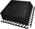 AIRHOP 0.56in Thick 24 Sq Ft Exercise Equipment Mats, 6 Tiles Upgraded Rubber Top with High Density EVA Foam, Large Interlocking Puzzle Gym Flooring for Home Gym, Heavy Weight Workout, 24 x 24in