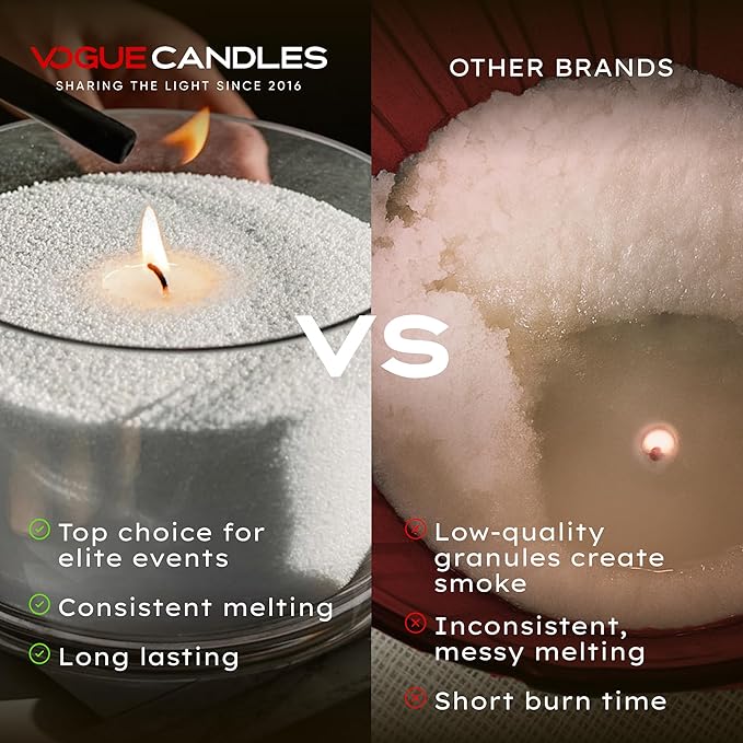 Vogue Candles 1LB Candle Sand with 15 Wicks | Plant-Based Refillable Wax Granules for DIY Candle Making | Clean Burning, Unscented, Smoke-Free, Vegan Candle Refill Kit- Black