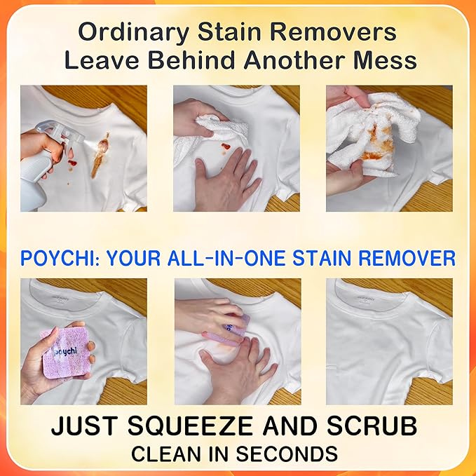Magical Fiber Stain Remover- Use as Spot Remover- No Dry Cleaning Food, Grease, Coffee Off Laundry, Tea, Fabric, Pet Stains, Stain Remover Sponge Clothes, Carpet, Sofa, Mattress & Upholstery (2 Pack)