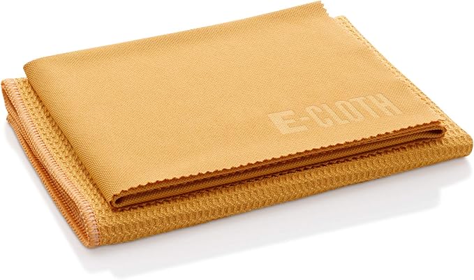 E-Cloth Microfiber Window Cleaning Cloth Kit - Glass Cleaning Cloth for Windows, Mirrors, Cars, Lenses, Eyeglasses, & More, Streak Free Clean, Machine Washable Reusable Towel - Tangerine Orange