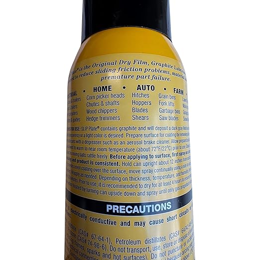Slip Plate Dry Graphite Lubricant Spray, 12 oz Aerosol – Non-Stick, High Temp, Weather Resistant Coating for Mower Decks, Snowblower Chutes & Hitches