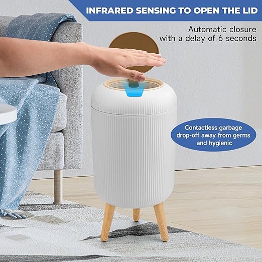 2 Pack Automatic Trash Can 12L /3 Gallon and 10L /2.64 Gallon Bathroom Trash Bin with Lid Touchless Small Smart Motion Sensor Garbage Cans for Kitchen, Bathroom,Living Room and Bedroom