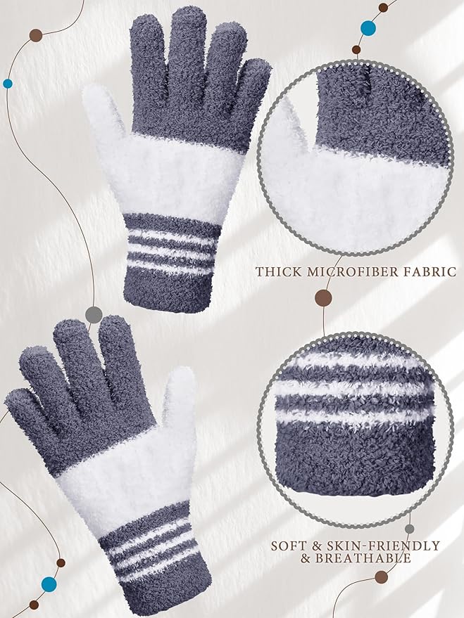Patelai 3 Pairs Microfiber Plant Dusting Gloves Leaf Cleaning Gloves for Indoor Plants, Blinds, Furniture, House(Small,Dark Blue, Gray, Khaki, White)