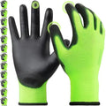 Kebada W1 Work Gloves for Men and Women, PU Coated Safety Gloves with Grip, Touchscreen, Ideal for Warehouse Package Handling, Construction, Gardening, Green Large