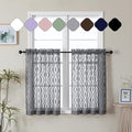 Aiyufeng Grey Sheer Curtains Tiers 36 Inch Length 2 Panels Set, Airy Lightweight Clip Jacquard Small Window Curtains, Modern Wavy Line Textured Voile Sheer Curtains for Small Windows, 40" Wx36 L Inch